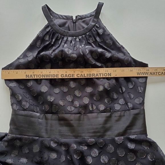 JONES&CO. BLACK COCKTAIL RUFFLE TIERED KNEE-LENGTH HALTER NECK DRESS ( SIZE 10 ) - Picture 9 of 11